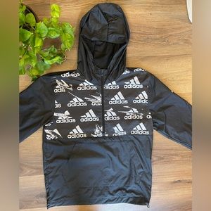Adidas Men's Essentials Brand Love Woven Half Zip Black Windbreaker Size M